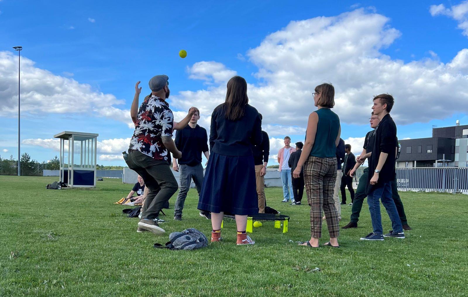 Students playing games during the welcome week activities at AAU