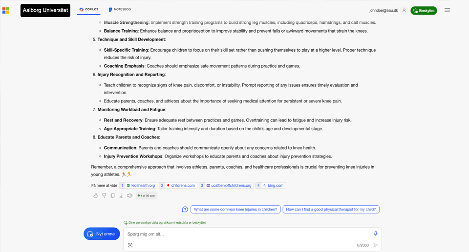 Web page in browser